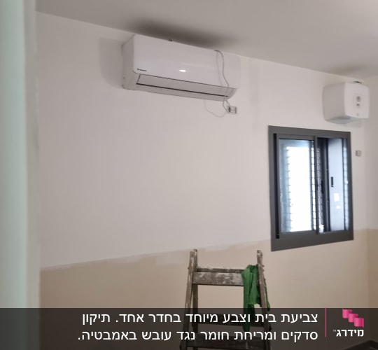 חדר עם סולם ומזגן על הקיר